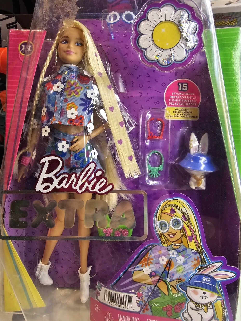 Barbie Extra Floral Top & Skirt Outfit in Blue, White, Yellow, Purple